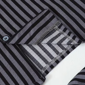 Nuevo Conjunto de 2 Piezas de Pantalones Largos a Rayas Gris Oscuro y Cárdigan Informal con Solapa Simple para Usar en Casa - Product Image 4