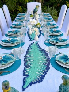 <b>Black</b> Gold Luxury Beaded Eco-Friendly Durable Handmade Rectangle Table <b>Runner</b> Fabric Mats - Product Image 2
