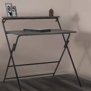 Bureau pliable moderne et mobile pour petit espace, idéal pour le gaming, en bois et métal, avec surfaces de travail premium - Product Image 1