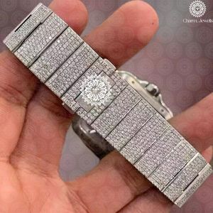 Montre de luxe en acier inoxydable 40 mm, mouvement mécanique analogique, résistance à l'eau 10 bars, cadran en diamant moissanite, unisexe, tendance - Product Image 2