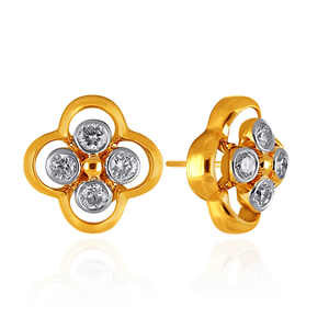 Pendientes Minimalistas de Diamantes con Cuatro Puntas en Forma de Pétalo, Oro Amarillo de 18K, Diamantes Cultivados en Laboratorio, Joyería Fina - Product Image 3