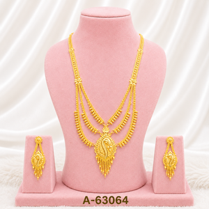 22K Gold Plated Bridal Jewelry Set with Long Necklace and Earring Set Zircon Trendy Wedding/Party/Gift A-63063 - Product Image 2