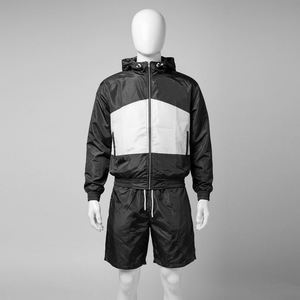 Conjunto de Sudadera con Capucha y Pantalones Cortos de Felpa Bordada Personalizada, Transpirable, 100% Algodón, Estilo Urbano, Verde y Blanco, Dos Piezas, Traje Deportivo Otoñal para Hombre - Product Image 4