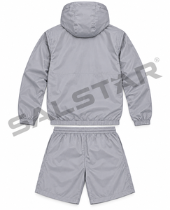 Custom Men’s Windbreaker Grey Tracksuit Set Lightweight Waterproof Hooded Jacket Shorts 2 Piece Sportswear <b>Jogging</b> <b>Suit</b> - Product Image 2