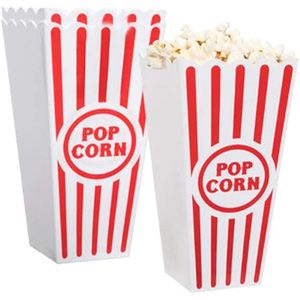 Ciotole Classiche per Popcorn in Plastica a Righe Rosse e Bianche, 20 cm di Altezza x 9,7 cm di Larghezza, Confezione da 16 per Serate Cinema - Product Image 2