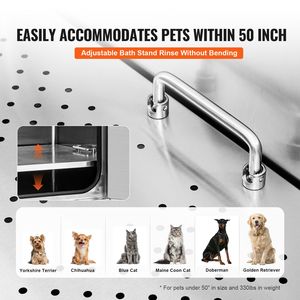 Vasca Professionale in Acciaio Inossidabile per Toelettatura Cani con Rampa e Rubinetto con Dispenser Sapone per il Bagno degli Animali Domestici - Product Image 4