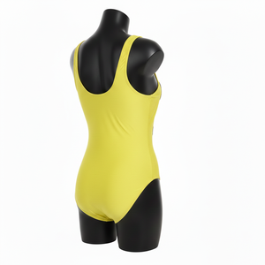 Maillot de bain femme 225 GSM, polyester et élasthanne haute extensibilité, tissu lisse, jaune fluo, logo sublimation. - Product Image 6