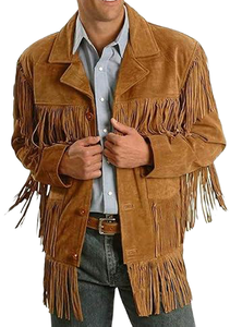 Chaqueta de Cuero Estilo Vaquero para Invierno, con Flecos, Cuello Alto, Cierre de Cremallera, Estilo Urbano, Resistente al Viento - Product Image 6