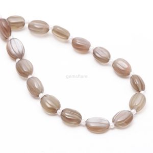 Cuentas ovaladas talladas de piedra lunar gris AAA, cuentas de piedras preciosas naturales talladas a mano para la fabricación de joyas, tallados de piedra lunar de primera calidad, 8 pulgadas - Product Image 5