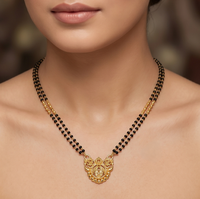 Divyoro Gold Plated Beaded Prayer Necklace with Religious Pendant Classic Hindu Wedding Jewelry for Women