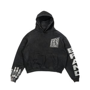 Sweat à capuche délavé vintage pour hommes 100% coton Sun Fade No String Pullover DTG Print Acid Wash Styles personnalisables pour l'hiver - Product Image 2