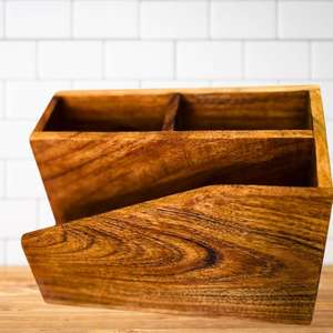 Portacubiertos de madera de primera calidad, hecho a mano, organizador de utensilios de cocina para mesa de comedor, restaurante y hogar, disponible para la venta. - Product Image 3