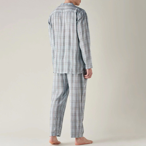 Ensemble de pyjama thermique rayé en tissu gaufré pour homme, col montant, manches longues, tenue de nuit de haute qualité, service OEM, fabricant - Product Image 5
