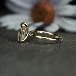 Pahal Jewels 925 Sterling <b>Silver</b> Bezel Setting Yellow Gold Plated Moissanite <b>Solitaire</b> Engagement <b>Ring</b> Women Simple Design - Product Image 6