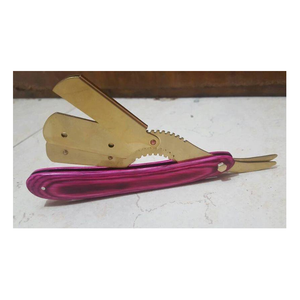 Professional Barber Folding Shaving <b>Razor</b> Gold <b>Single</b> Half <b>Blade</b> Straight Edged <b>Razors</b> with Custom Logo - Product Image 3