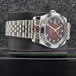 Reloj mecánico automático para hombre, correa de acero inoxidable de 16mm, esfera de diamante negro de lujo a la moda, oro blanco estriado, nuevo - Product Image 2