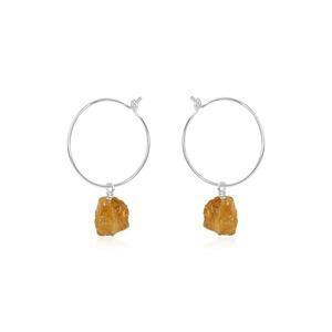 Pendientes de Aro de Citrino Natural Hechos a Mano, Chapados en Rodio, de 8-10mm, con Piedras Preciosas Naturales, Pendientes Colgantes Clásicos, Joyería de Piedra de Nacimiento, Regalo para Ella - Product Image 2