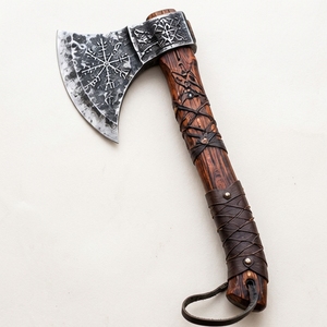 Hacha Vikinga de Acero al Carbono Forjada a Mano, Grabada, con Mango de Madera, Hoja de 4 Pulgadas, Hacha Martillo para Camping SCL - Product Image 6