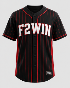 เสื้อเบสบอล F2WIN ผู้ชายสีแดงดำลายทางแขนสั้นซับเหงื่อออกแบบได้ตามต้องการชื่อทีมระบายอากาศได้ดีแห้งเร็ว - Product Image 5