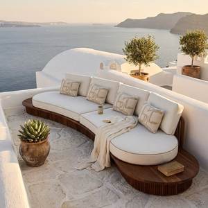 Sofá Curvo de Teca de Lujo para Exteriores, Muebles Modernos para Patio, Colección para Villas, Resorts y Hoteles - Product Image 1