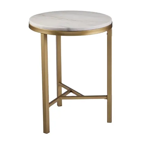 Table d'appoint en métal avec dessus en marbre et pieds Table en métal plaqué or au design unique avec marbre blanc de qualité supérieure