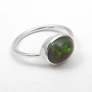 925 Sterling Silver Oval Cut Black <b>Opal</b> Gemstone Wedding <b>Ring</b> Handmade Gemstone Bohemian Jewelry Available At Wholesale Price - Product Image 1