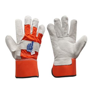 Guantes de Seguridad de Cuero Amarillo Gris, Resistentes a la Abrasión, Antideslizantes, de Uso General, con Puño Recto - Product Image 4