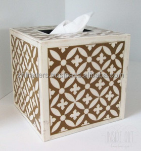 Cubierta de caja de pañuelos de resina de mármol cuadrado con incrustaciones de hueso Natural 100%, tamaño de Color personalizable, estilo clásico, multiusos para - Product Image 5