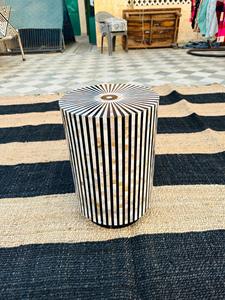 Mesa de Cajones con Incrustaciones de Hueso de ILAHI, Diseño Moderno con Detalles de Ágata, Almacenamiento de Tres Niveles, Mueble Portátil para Sala de Estar/Hogar - Product Image 2