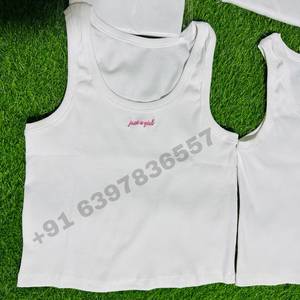 Camiseta sin mangas de algodón acanalado blanco para mujer, tipo top corto, ropa de verano, fabricante mayorista, lote de chalecos con bordado personalizado - Product Image 3