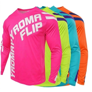 เสื้อเจอร์ซีย์นักปั่นจักรยานสำหรับผู้ชาย ผ้าโพลีเอสเตอร์ สำหรับมอเตอร์ครอส ดาวน์ฮิลล์ และจักรยานเสือภูเขา แขนยาว แห้งเร็ว รับสกรีนโลโก้ ย้อมสีทั้งตัว - Product Image 3