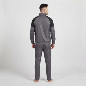 Ensemble de survêtement 100 % nylon, coupe-vent zippé, veste et pantalon assortis, pour sports de plein air, tendance, couleur anthracite, deux pièces, vente en gros - Product Image 2