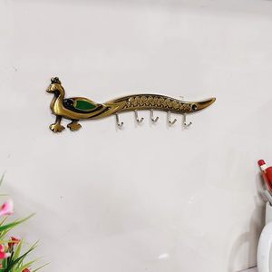 Vintage Metal Peacock <b>Wall</b> Hook <b>Key</b> <b>Holder</b> with 5 Hooks Animal Pattern Decorative Storage Rack <b>for</b> <b>Keys</b> and Sundries - Product Image 2