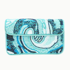 Beaded Bohemian Flap Shoulder Bag With <b>Sequined</b> Wave Pattern Single Strap Women Fashion Handbag Daily Use - Product Image 4