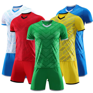 Ensemble de maillots de football pour hommes, blanc et bleu, imprimé géométrique, col en V, manches courtes, maille respirante, coupe régulière, toutes saisons - Product Image 6