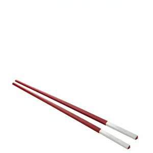 Square Metal <b>Chopsticks</b> Red with Silver Tips Minimalist Design <b>Reusable</b> Flatware - Product Image 1