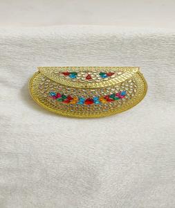 Bolso de mano nupcial artesanal con piedras Kundan y asa de perlas, bolso de diseño étnico para boda de f s international - Product Image 1