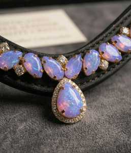 Rub International Fronture en cuir pour cheval, décorée de strass en cristal violet, artisanale, équipement équestre - Product Image 2