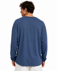 T-shirt à manches longues et col en V pour homme, coupe ample, 100% coton, vêtement décontracté, t-shirt léger pour homme, à porter au quotidien - Product Image 2