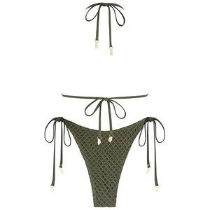 Conjunto de bikini transpirable de 2 piezas para mujer con estampado de leopardo y cuadros, logotipo personalizado en la parte delantera, traje de baño de calidad premium de secado rápido. - Product Image 4