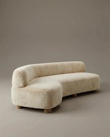 Canapé d'angle moderne modulaire en tissu bouclé, deux places, design incurvé, pieds en bois, dossier rembourré, rembourrage en mousse, luxe personnalisable