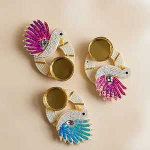 ที่วางเทียนทรงกลมทำมือพร้อมลวดลายลูกปัดรูปนกสำหรับตกแต่งบ้าน - Product Image 3