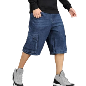 Mens Loose Fit Cargo Denim Shorts Casual Wide Leg <b>Jean</b> Shorts Multi Pocket Streetwear Outdoor <b>Work</b> Summer Shorts Pants Outfit - Product Image 1