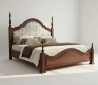 Lits en bois modernes pour la chambre à coucher, design minimaliste, lit king size en teck massif avec tête de lit en rotin, lits en bois massif
