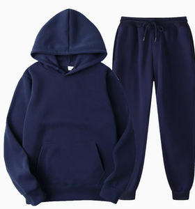 Precio al por mayor, conjunto de sudadera con capucha y pantalón de chándal de felpa gruesa, 100% algodón, transpirable, talla grande, para hombre, estilo holgado, para verano - Product Image 5