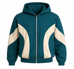 Ensemble de survêtement OEM pour homme, style vintage minimaliste, en polaire respirant, avec veste à capuche et pantalon droit assorti, design tissé - Product Image 2
