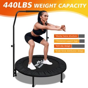 Trampolino Mini di Alta Qualità da 40 Pollici con Maniglia in Schiuma Regolabile, Supporta 180 kg, Rebounder Rettangolare Nero per Fitness Adulti - Product Image 2