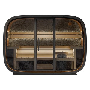 EMBERLINE SOLACE – 6 person Round Cube Outdoor Sauna - Product Image 1