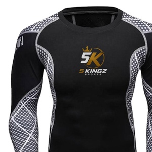 5 Sports Rashguard à manches longues pour homme, noir et gris, imprimé par sublimation, pour MMA et BJJ, ajusté, anti-humidité, adulte - Product Image 5