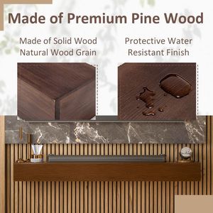"Wall-Mounted Solid <b>Pine</b> Brown Floating <b>Shelf</b> for Fireplace Mantel" - Product Image 3
